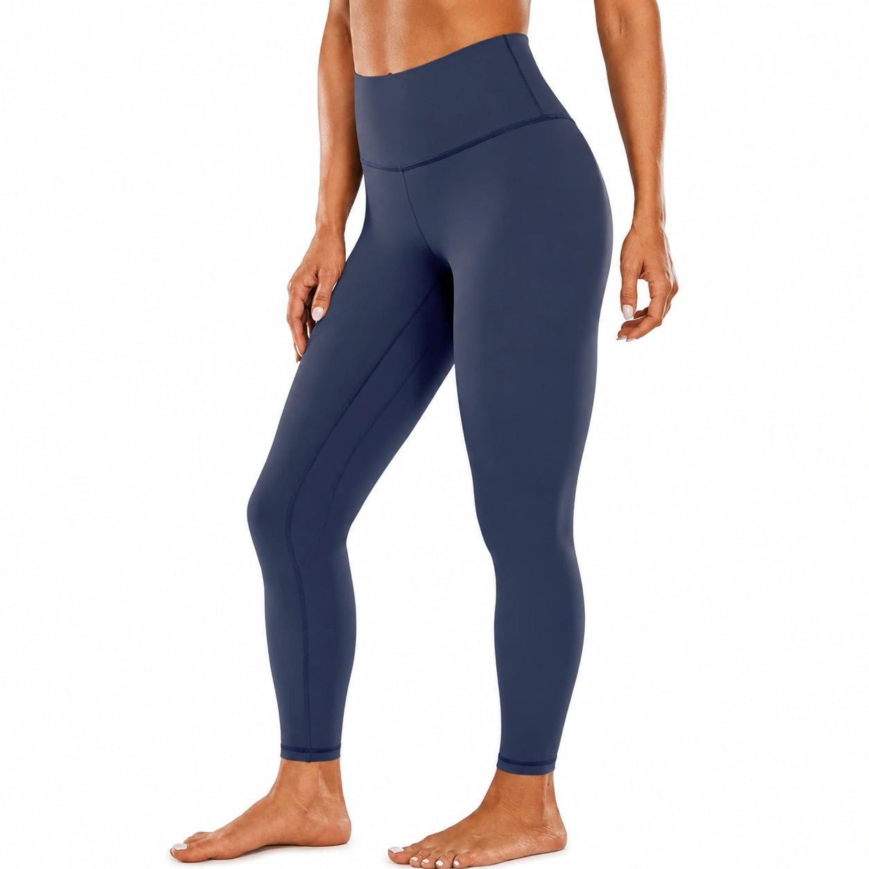 Leggings donna taglia M in tessuto elasticizzato blu navy - vita alta per fitness
