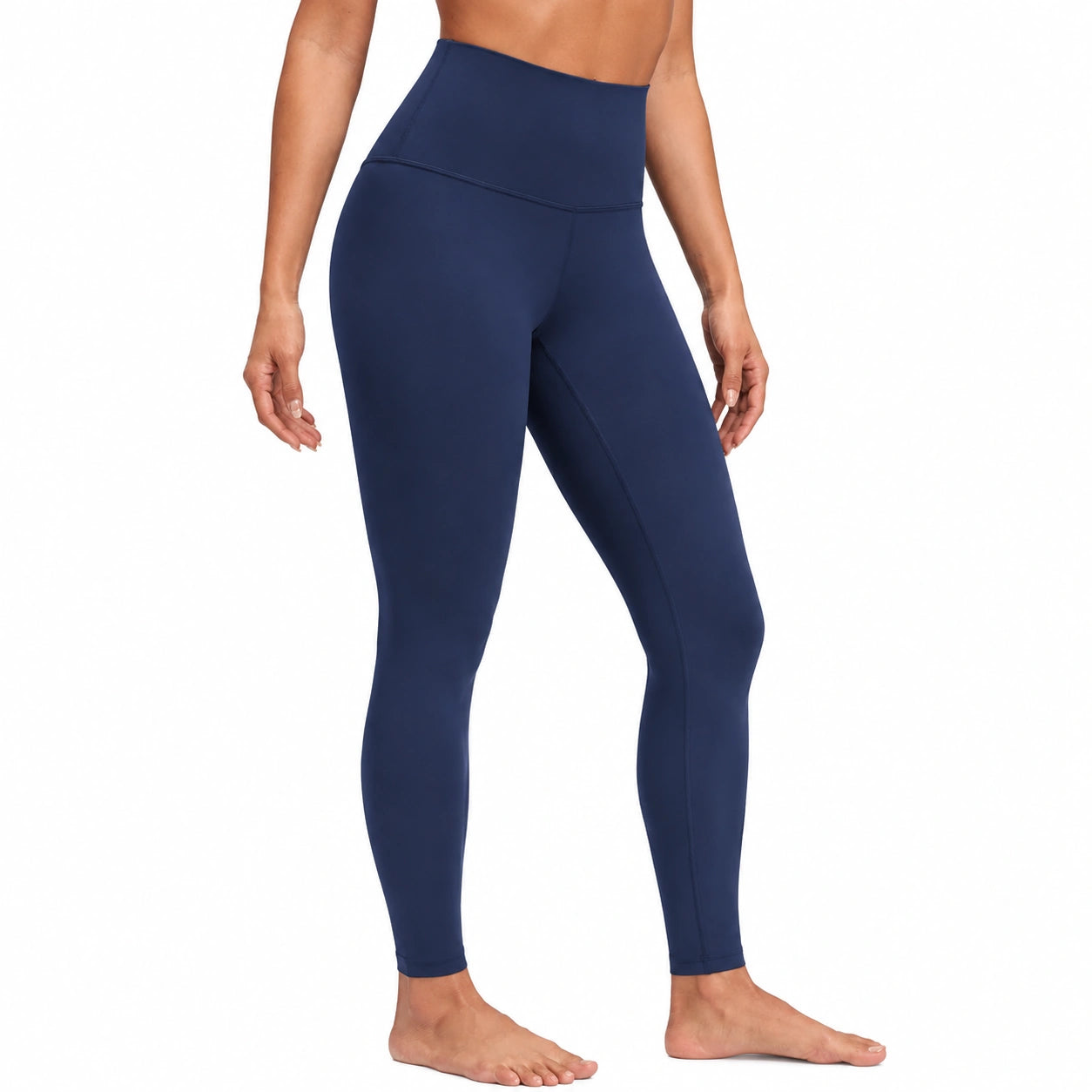 Leggings sportivi da donna taglia M in tessuto elasticizzato blu navy a vita alta per yoga e fitness