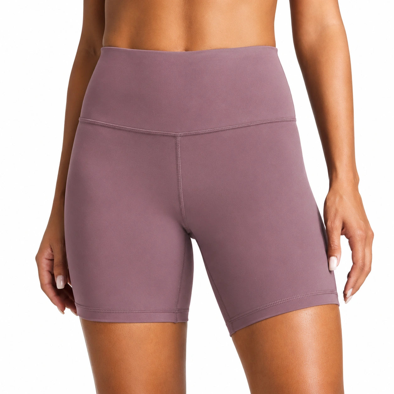 Shorts ciclista donna M viola malva a vita alta elasticizzati