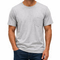 T-shirt uomo M grigio mélange in jersey con taschino - maniche corte stile casual