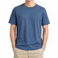 T-shirt uomo M in tessuto liscio blu - girocollo manica corta stile essenziale